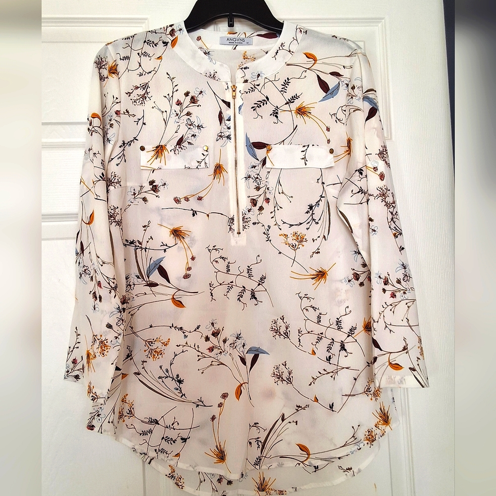 ANGVNS, Medium, Women's Long Sleeve Zippered Top